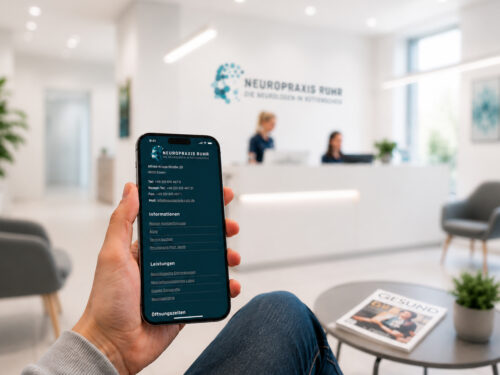 Corporate Design, Printmedien und responsives Webdesign für eine neurologische Praxis – responsive Darstellung einer Website im medizinischen Kontext