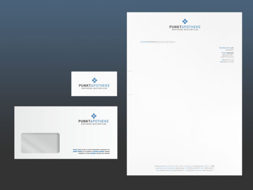 Corporate Design und Geschäftsausstattung für eine Apotheke – Logo, Briefbogen, Visitenkarte und Kuvert