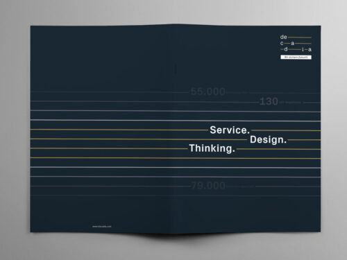 Corporate Design Refresh und Kampagnengestaltung für Decadia – Roll-up, Editorial Design und visuelle Markenkommunikation