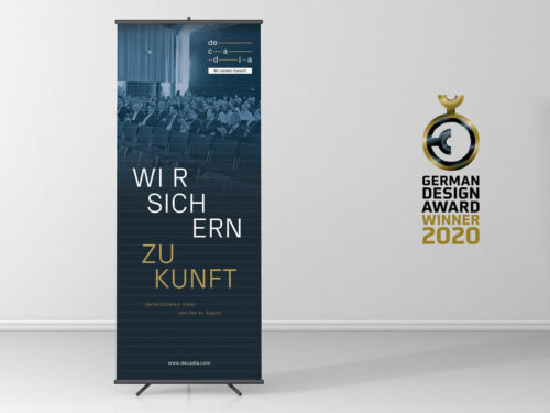Corporate Design Refresh und Kampagnengestaltung für Decadia – Roll-up, Editorial Design und visuelle Markenkommunikation